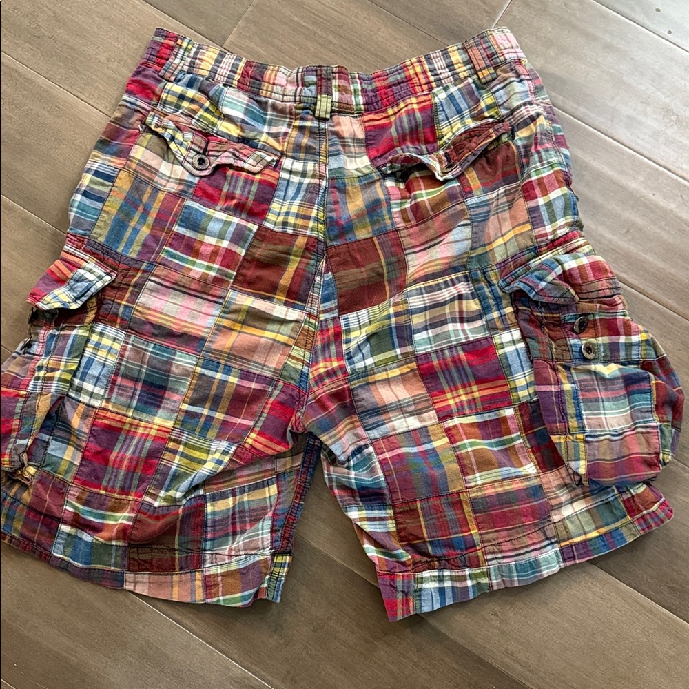 Polo Ralph Lauren Vintage 2000’s Madras Cotton Patchwork Shorts SZ 33 - Picture 4 of 7